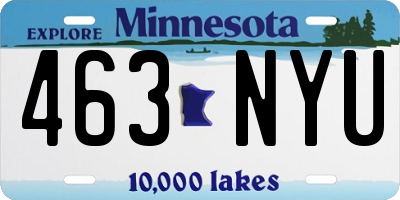 MN license plate 463NYU