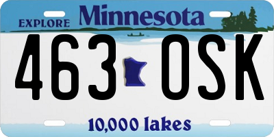 MN license plate 463OSK