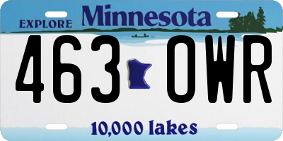 MN license plate 463OWR