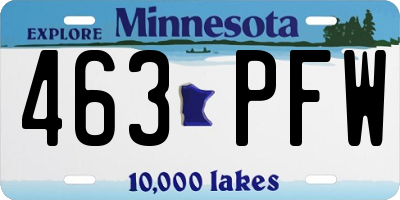 MN license plate 463PFW