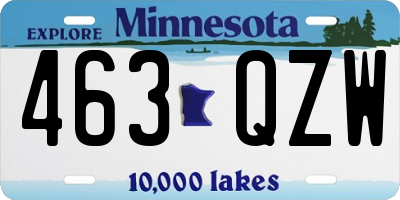 MN license plate 463QZW