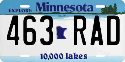 MN license plate 463RAD