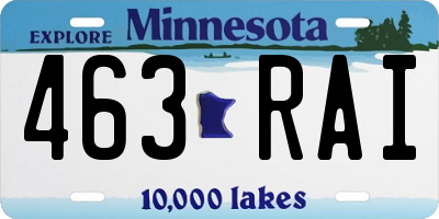 MN license plate 463RAI