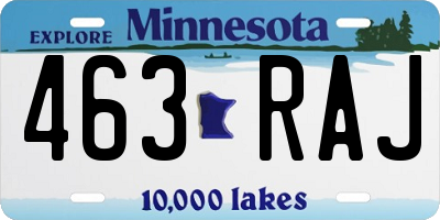 MN license plate 463RAJ
