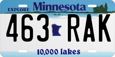 MN license plate 463RAK