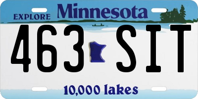 MN license plate 463SIT