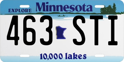 MN license plate 463STI
