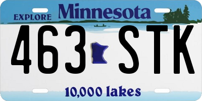 MN license plate 463STK