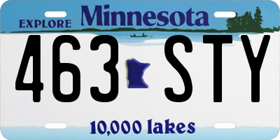 MN license plate 463STY