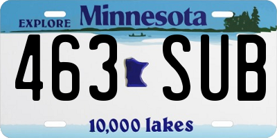 MN license plate 463SUB