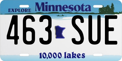 MN license plate 463SUE