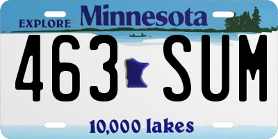 MN license plate 463SUM