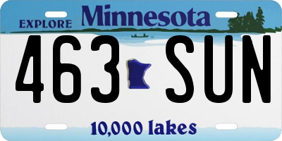 MN license plate 463SUN