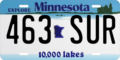 MN license plate 463SUR