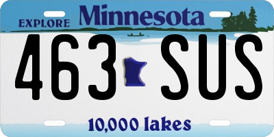 MN license plate 463SUS