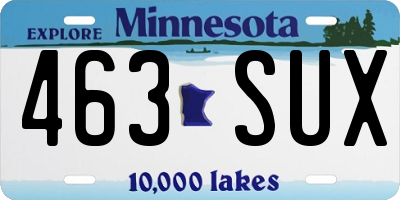 MN license plate 463SUX
