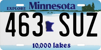MN license plate 463SUZ