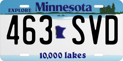 MN license plate 463SVD