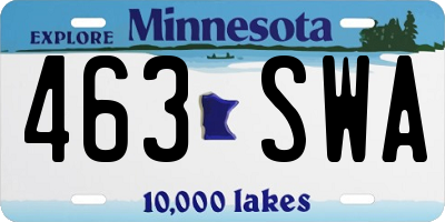MN license plate 463SWA