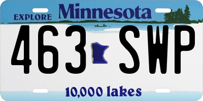 MN license plate 463SWP