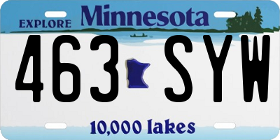 MN license plate 463SYW