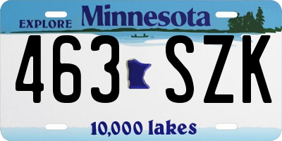 MN license plate 463SZK