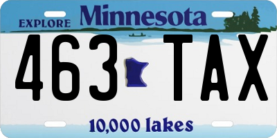 MN license plate 463TAX