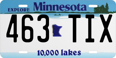 MN license plate 463TIX