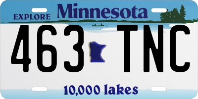 MN license plate 463TNC