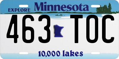 MN license plate 463TOC