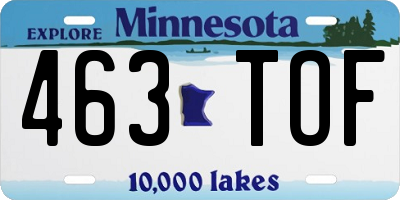 MN license plate 463TOF