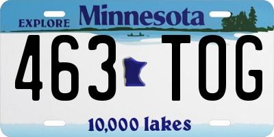 MN license plate 463TOG