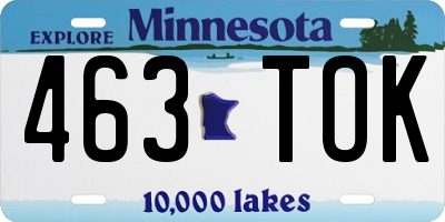 MN license plate 463TOK