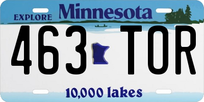 MN license plate 463TOR