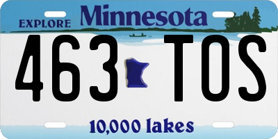 MN license plate 463TOS