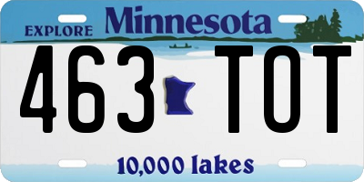 MN license plate 463TOT