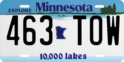 MN license plate 463TOW