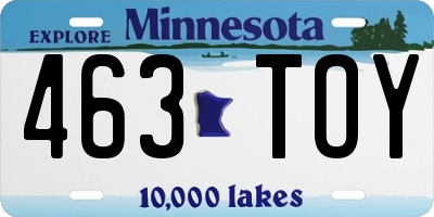 MN license plate 463TOY