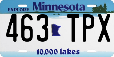 MN license plate 463TPX