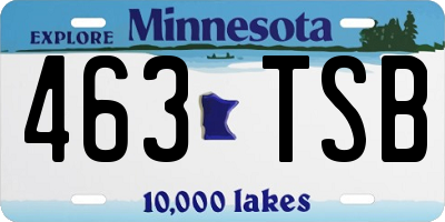 MN license plate 463TSB