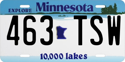 MN license plate 463TSW