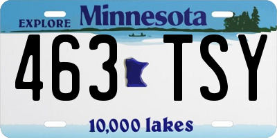 MN license plate 463TSY