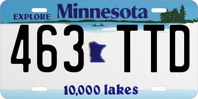 MN license plate 463TTD