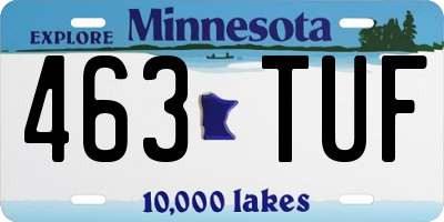 MN license plate 463TUF