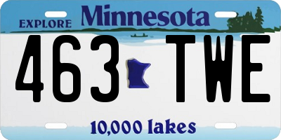 MN license plate 463TWE