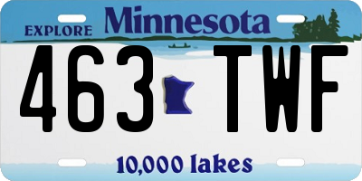 MN license plate 463TWF