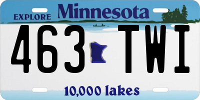 MN license plate 463TWI