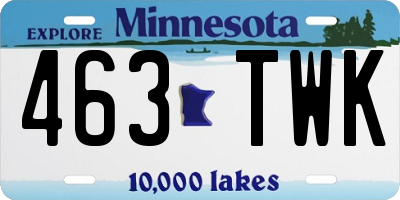 MN license plate 463TWK