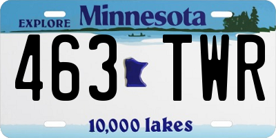 MN license plate 463TWR