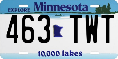 MN license plate 463TWT